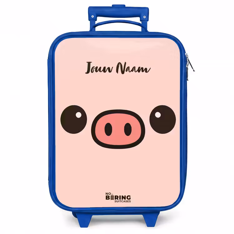 Kinderkoffer - Blauw - Kawai - Varken - Roze — 1