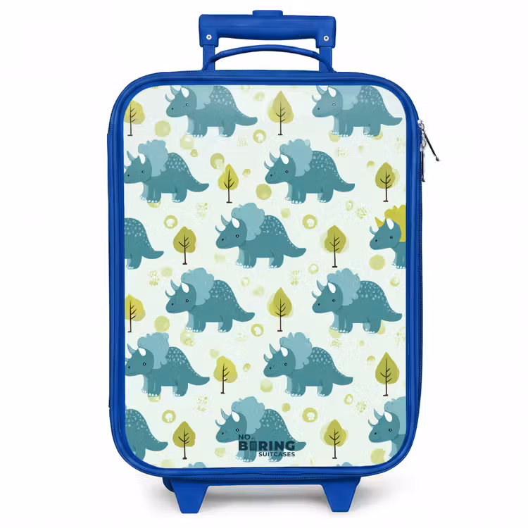 Kinderkoffer - Blauw - Triceratopsen tussen boompjes — 1