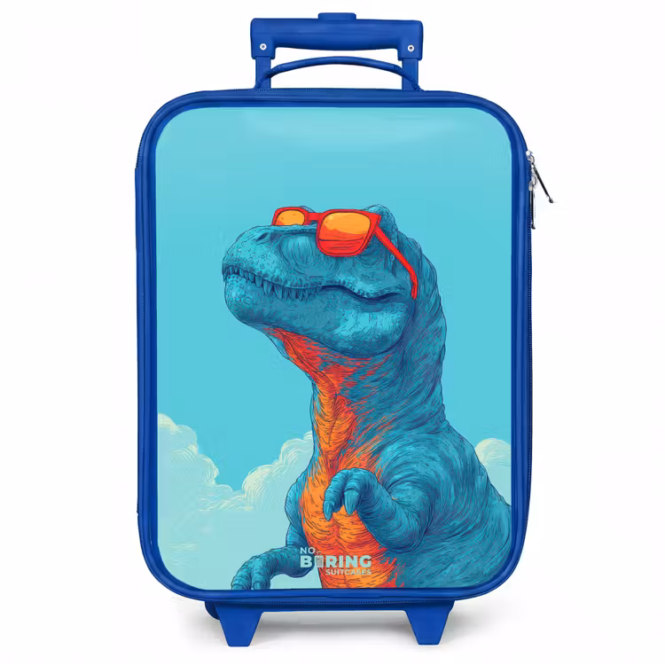 Kinderkoffer - Blauw - Dino met zonnebril — 1