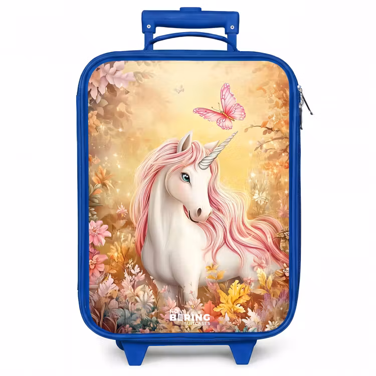 Kinderkoffer - Blauw - Eenhoorn - Vlinder - Roze - Manen — 1