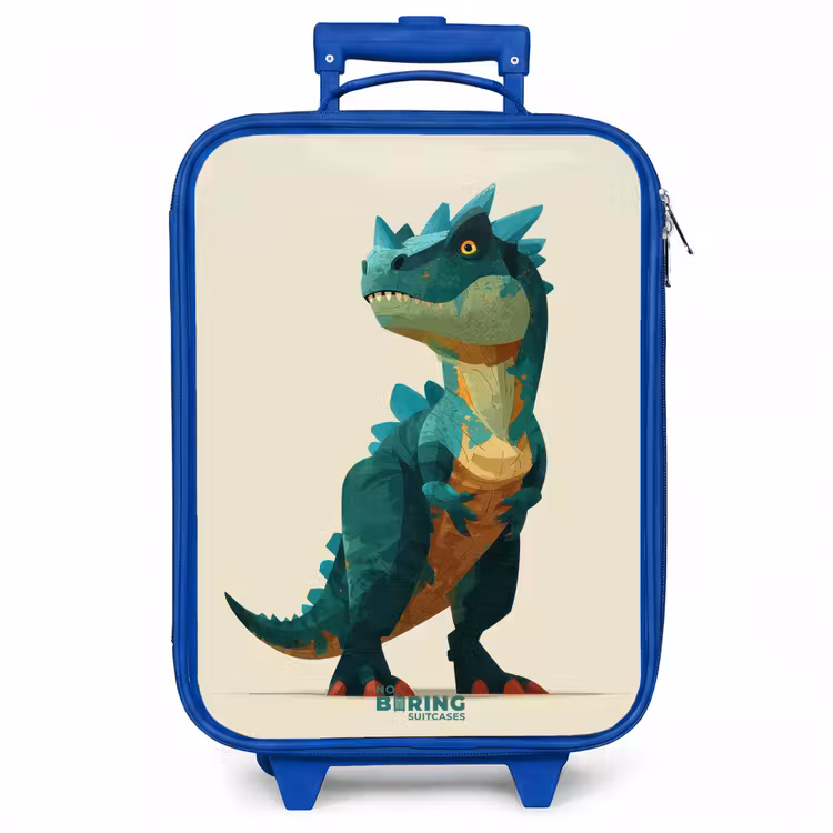 Kinderkoffer - Blauw - Gehoornde dino met scherpe blik — 1