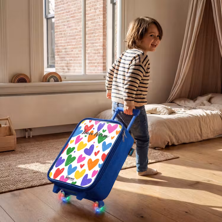 Kinderkoffer - Blauw - Gekleurde hartjes — 3