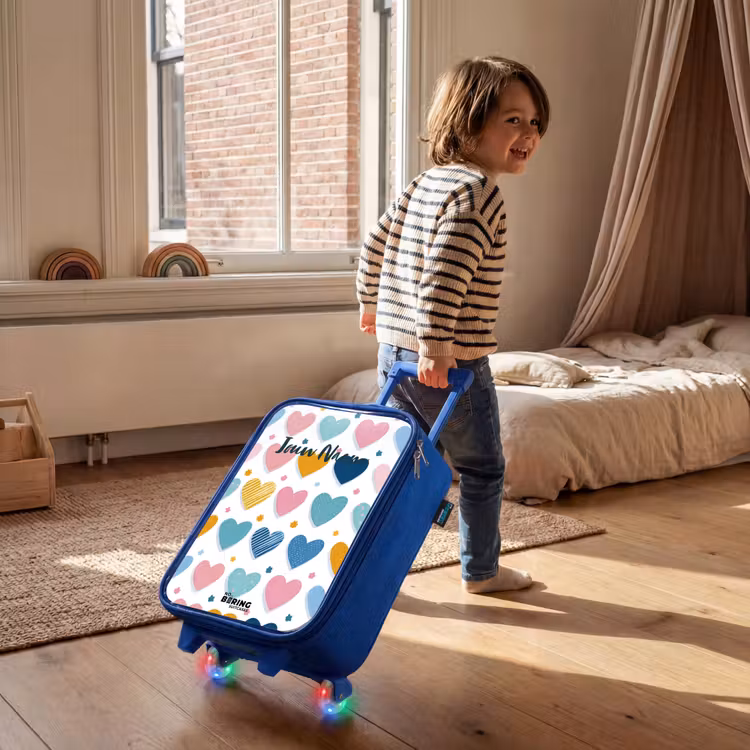 Kinderkoffer - Blauw - Hartenpatroon — 3