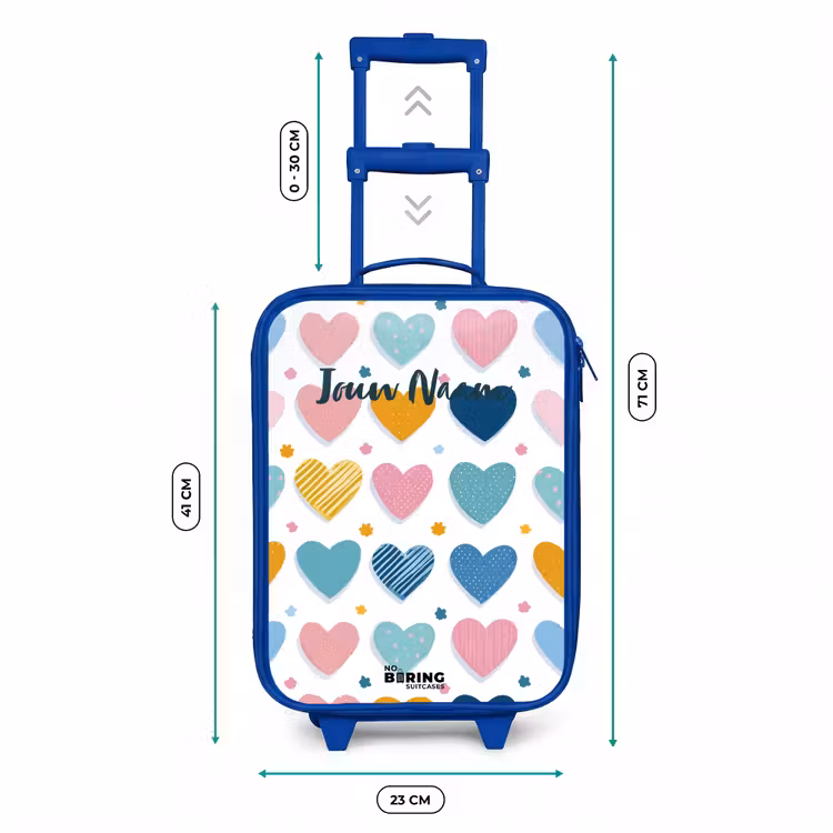 Kinderkoffer - Blauw - Hartenpatroon — 6