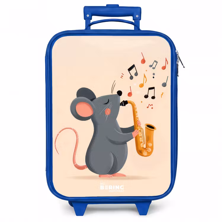 Kinderkoffer - Blauw - Muis - Saxofoon - Muziek — 1