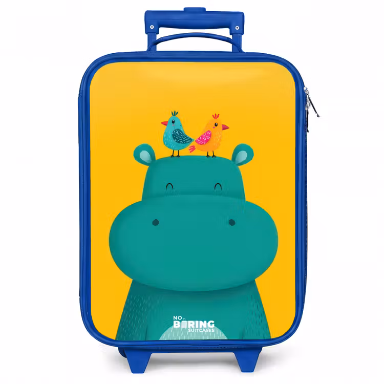 Kinderkoffer - Blauw - Nijlpaard - Vogels - Geel — 1