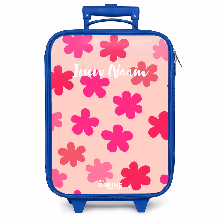 Kinderkoffer - Blauw - Roze bloemen — 1