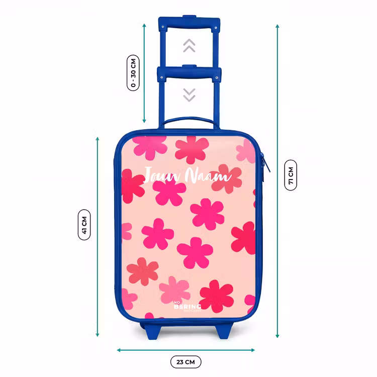 Kinderkoffer - Blauw - Roze bloemen — 6