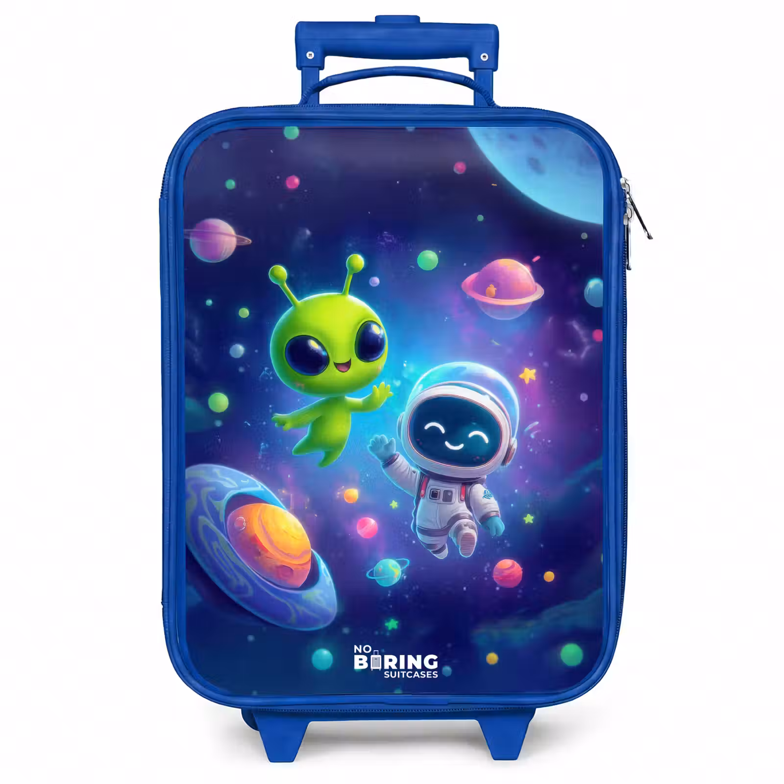 Kinderkoffer - Blauw - Vrolijke Ontmoeting in de Ruimte — 1