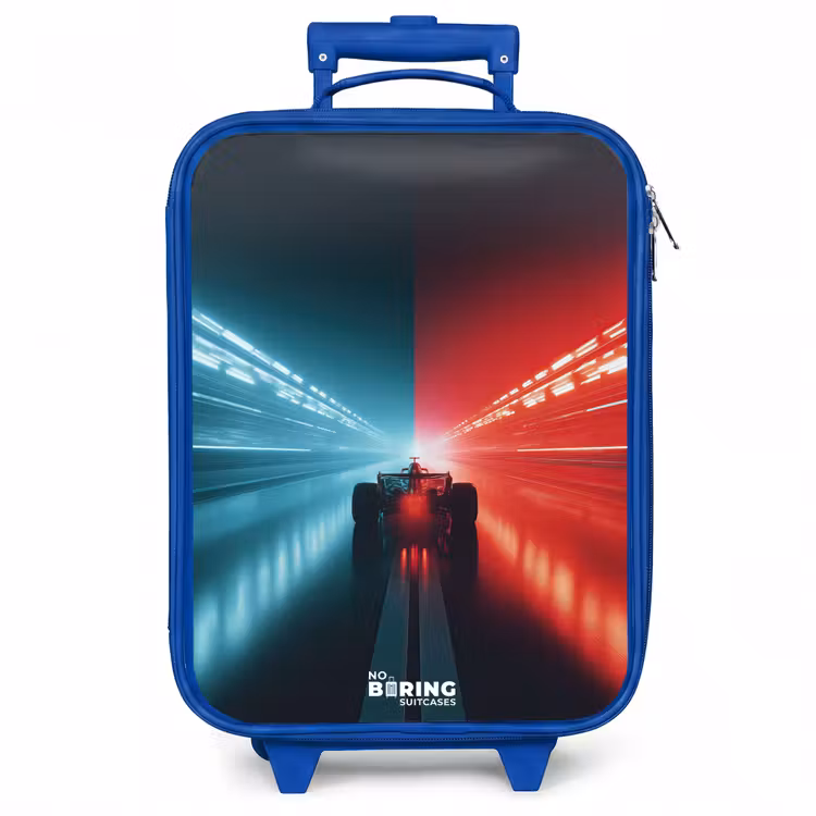 Kinderkoffer - Blauw - Baan - Raceauto - Neon - Rood — 1