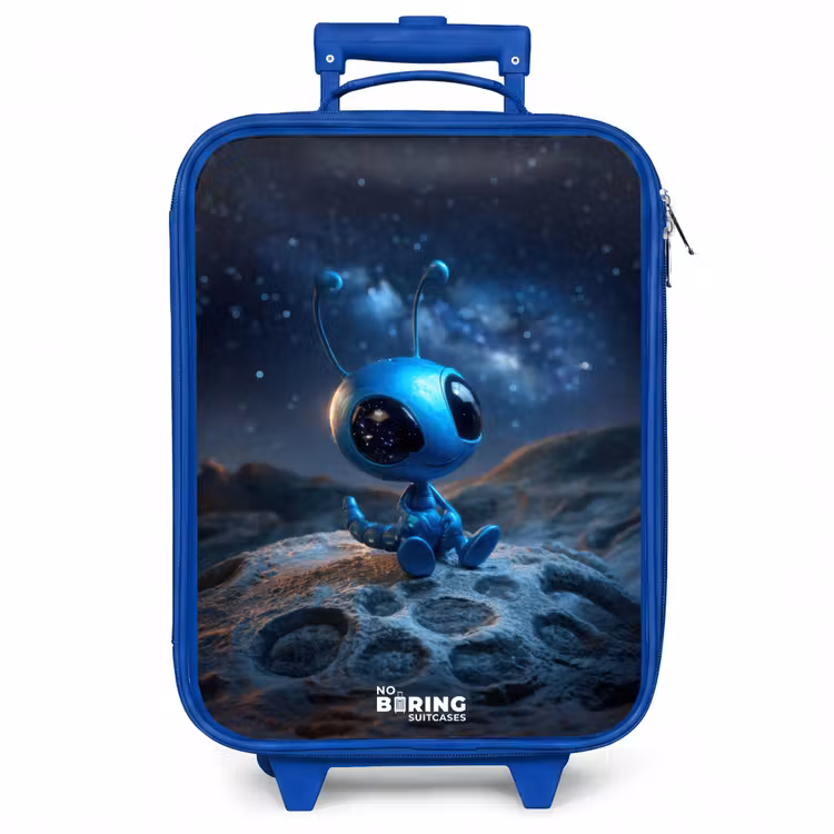 Kinderkoffer - Blauw - Blauw buitenaards wezentje onder sterrenhemel — 1