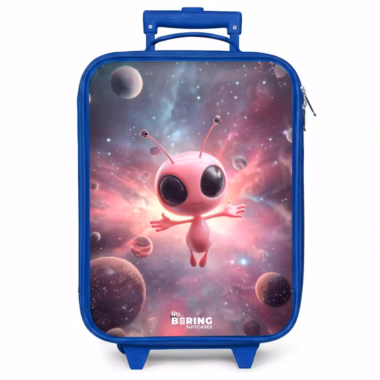 Kinderkoffer - Blauw - Roze Alien in Sterrennevel — 1