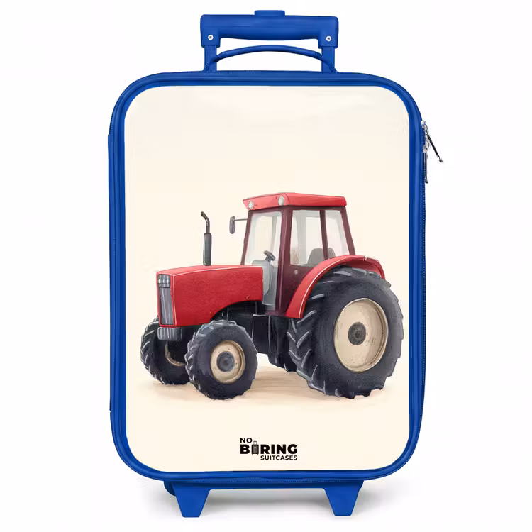 Kinderkoffer - Blauw - Tractor - Getekend - Rood — 1