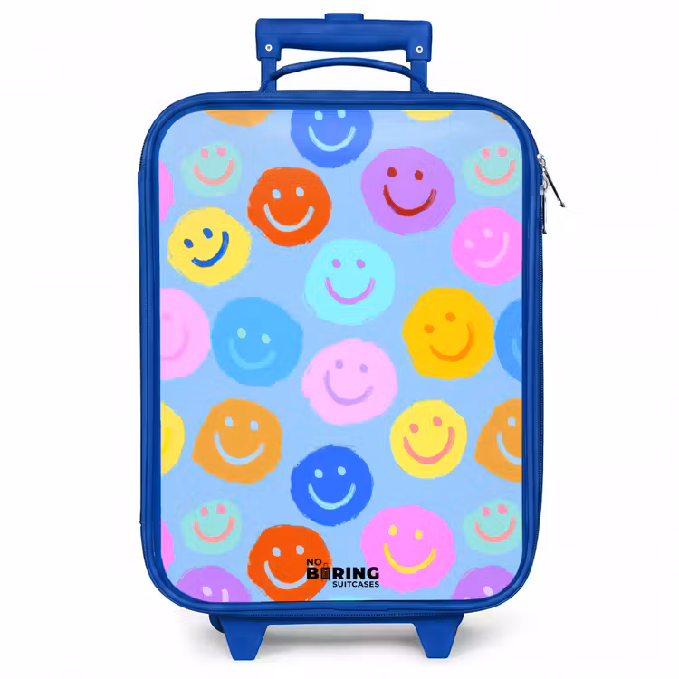 Kinderkoffer - Blauw - Vrolijk patroon van smileys — 1