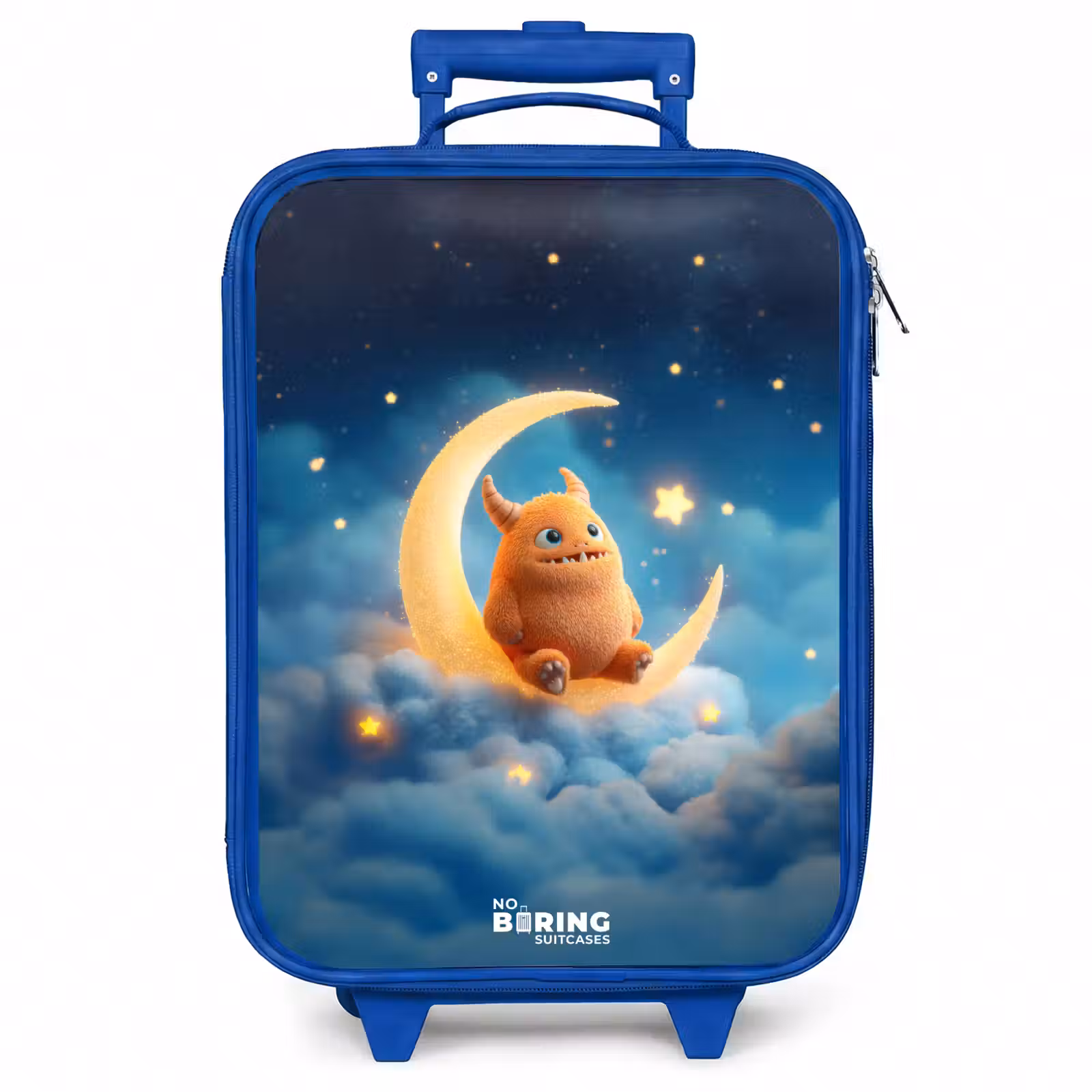 Kinderkoffer - Blauw - Oranje monster op maansikkel — 1