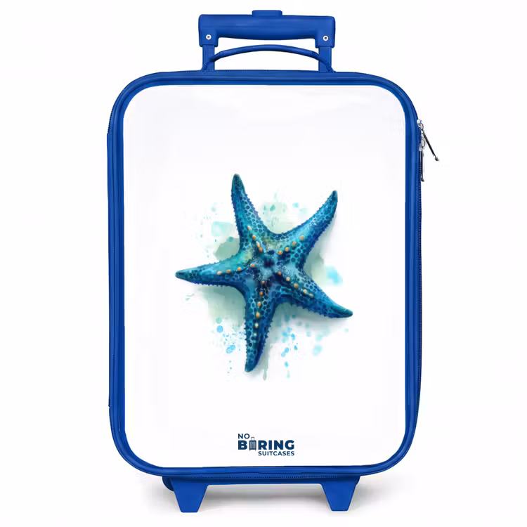 Kinderkoffer - Blauw - Blauwe Zeester op Witte Achtergrond — 1