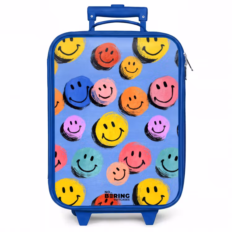 Kinderkoffer - Blauw - Een speels en kunstzinnig patroon van kleurrijke smileys — 1