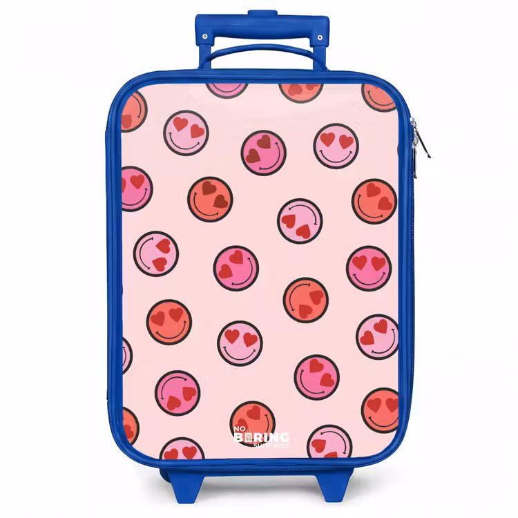 Kinderkoffer - Blauw - Hartje - Smiley - Patroon — 1