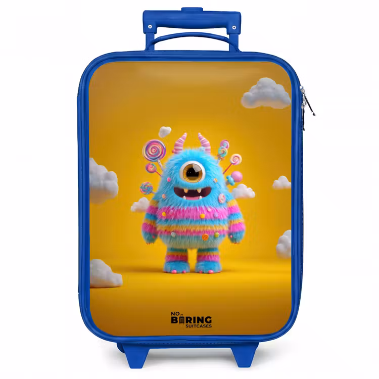 Kinderkoffer - Blauw - Snoep - Monster - Regenboog — 1