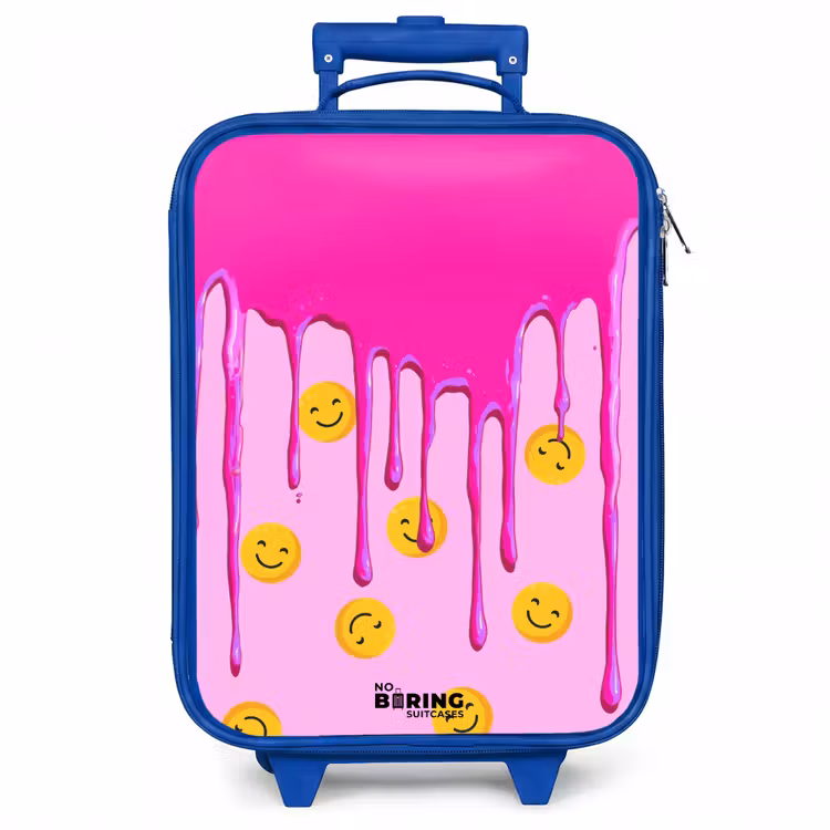Kinderkoffer - Blauw - Verf - Smiley - Roze — 1