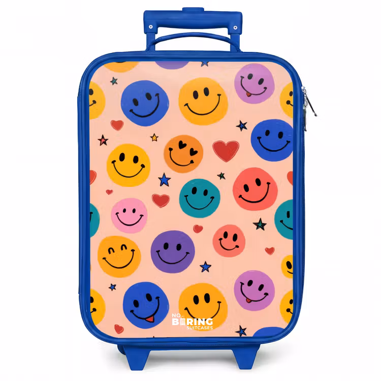 Kinderkoffer - Blauw - Vrolijk Smiley-patroon — 1