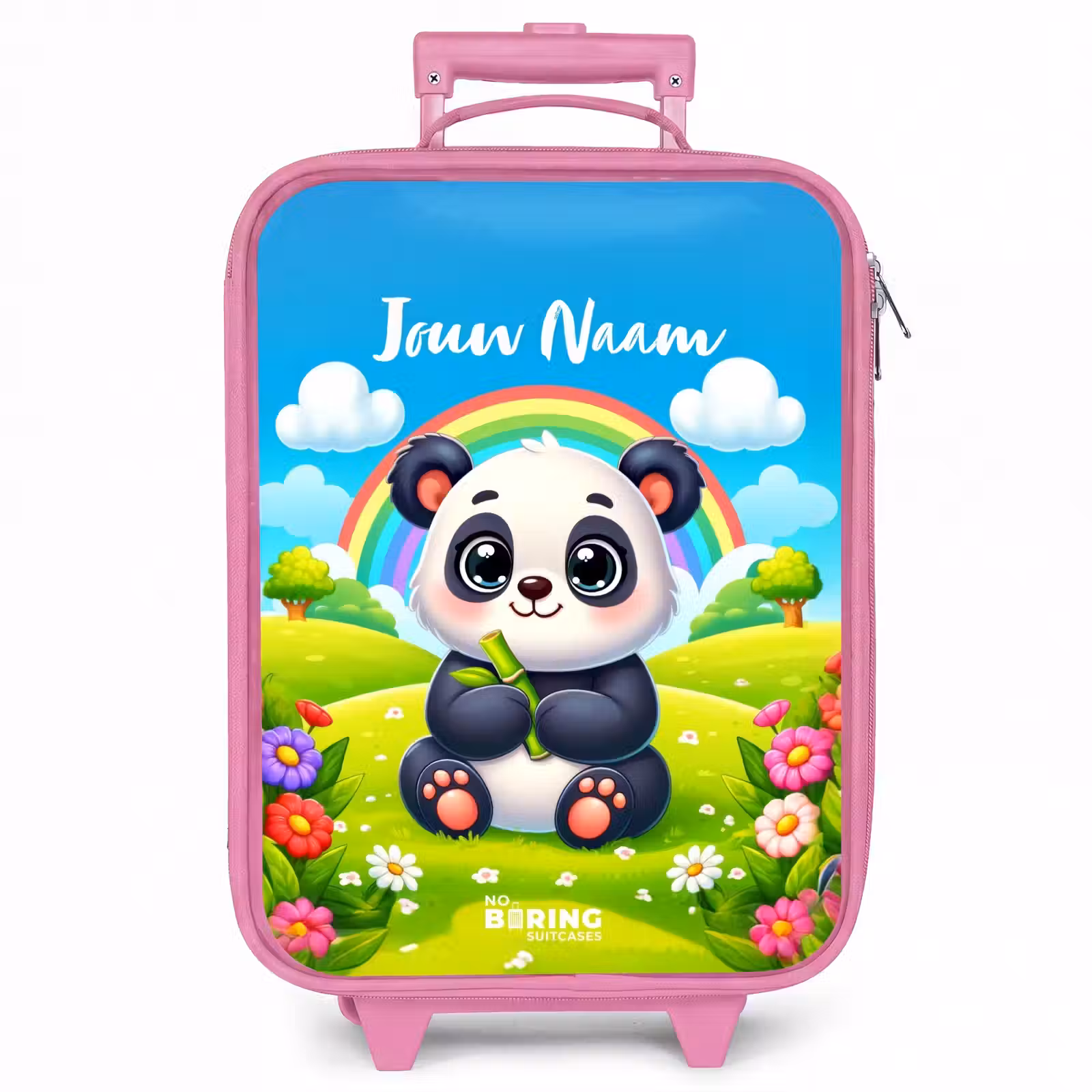 Kinderkoffer met naam - Roze - Pukkie Panda — 1