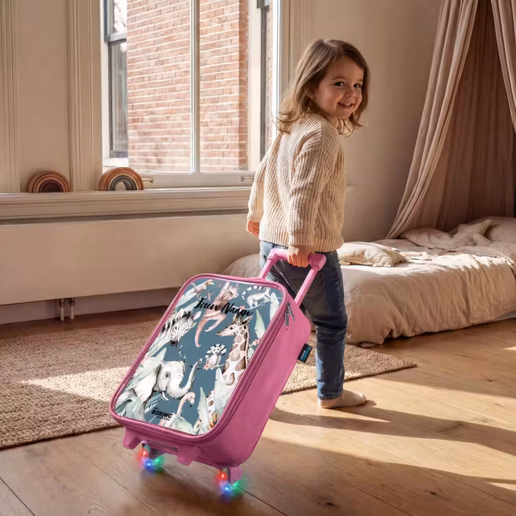 Kinderkoffer met naam - Roze - Jungle Dierenfeest — 3
