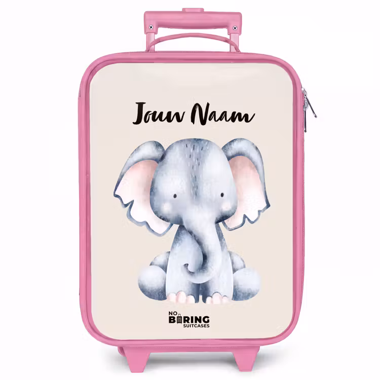 Kinderkoffer met naam - Roze - Oane Olifant — 1