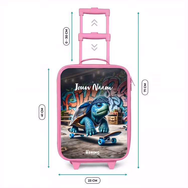 Kinderkoffer met naam - Roze - Skater schildpad — 6
