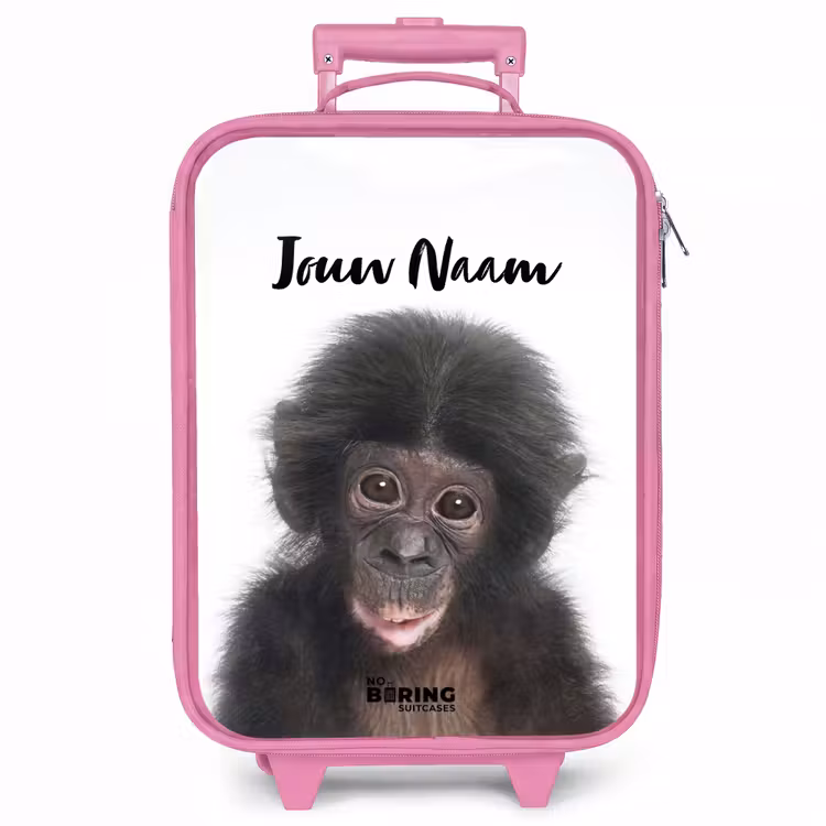 Kinderkoffer met naam - Roze - Charlie Chimp — 1