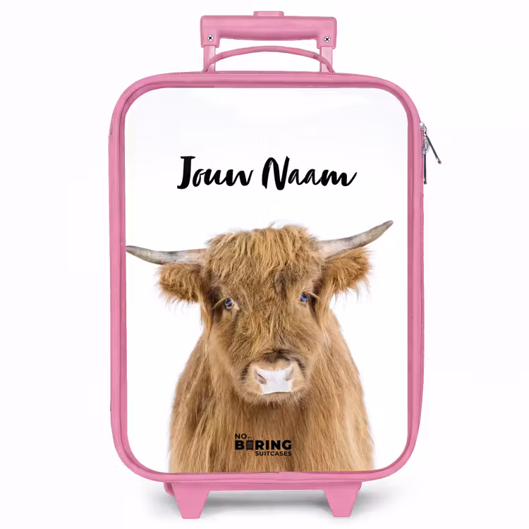 Kinderkoffer met naam - Roze - Halbe Hooglander — 1