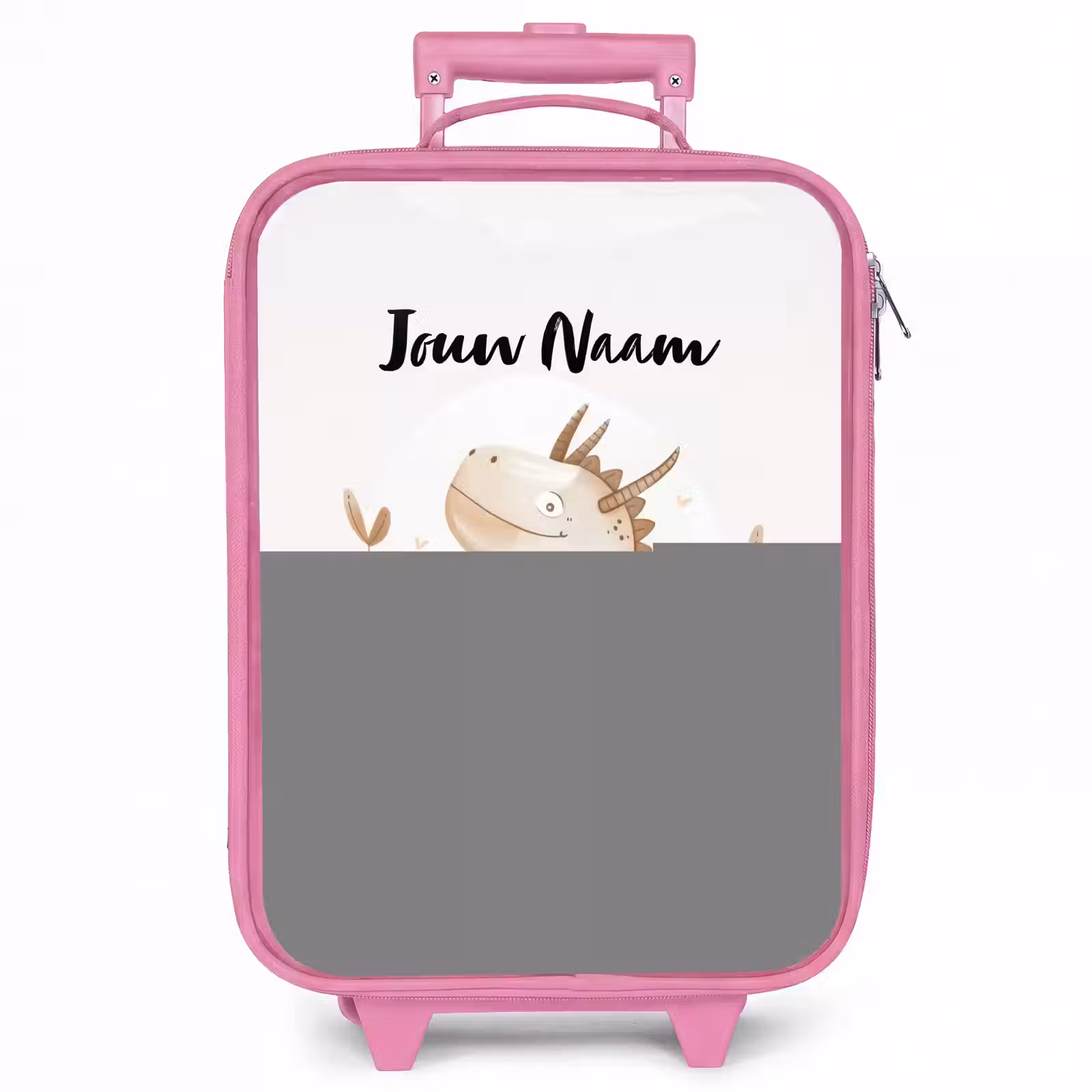 Kinderkoffer met naam - Roze - Dobby draakje — 1