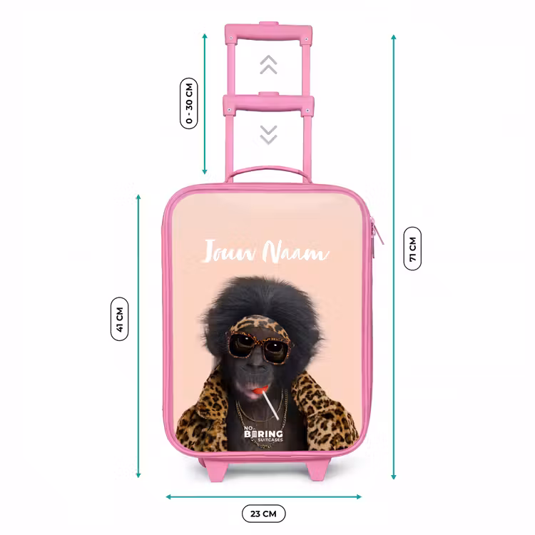 Kinderkoffer met naam - Roze - Aap met Loly — 6