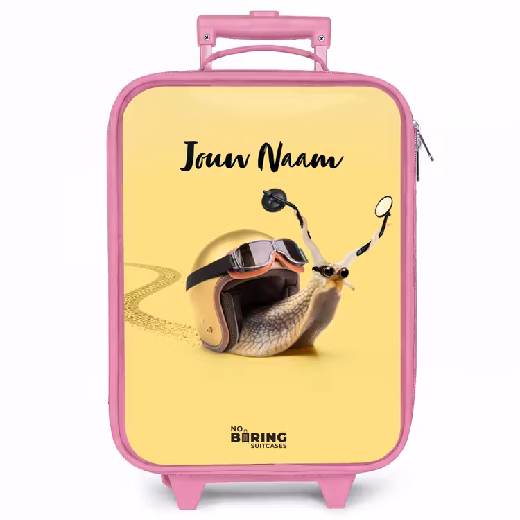 Kinderkoffer met naam - Roze - Escar-Go - Geel — 1