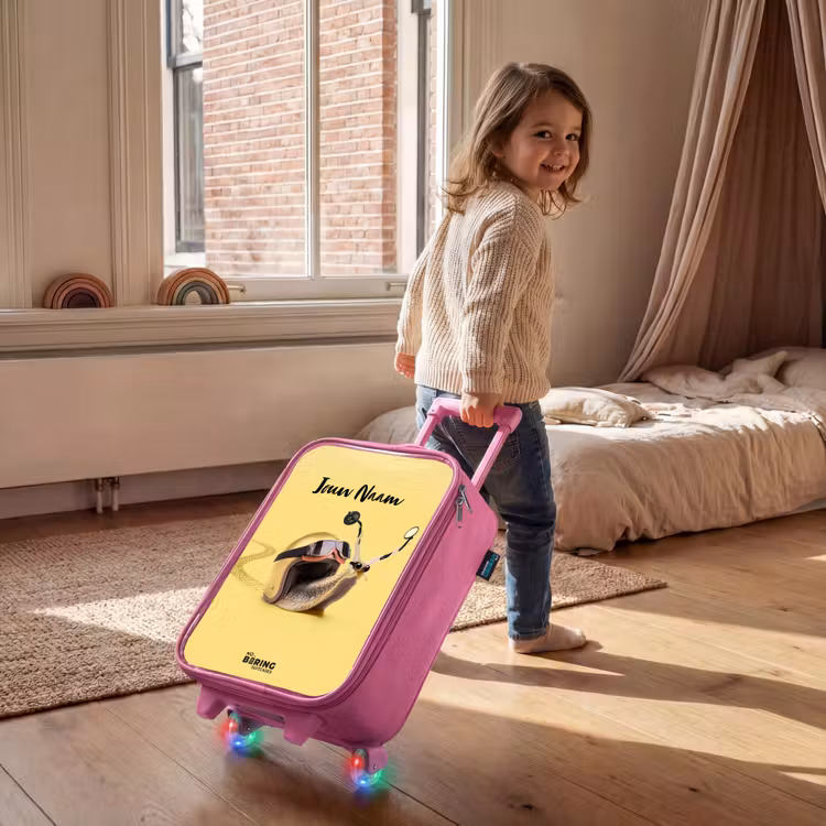 Kinderkoffer met naam - Roze - Escar-Go - Geel — 3