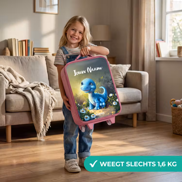 Kinderkoffer met naam - Roze - Branco Brontosaurus — 2