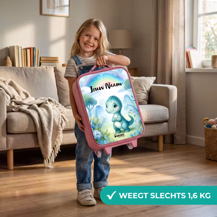 Kinderkoffer met naam - Roze - Daantje Dino — 2