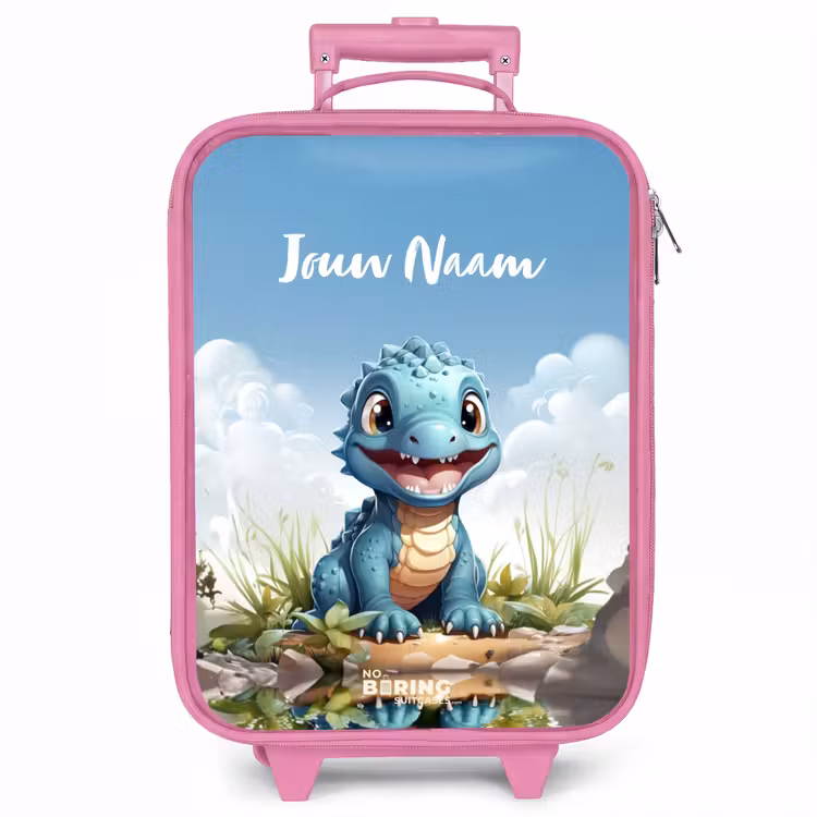 Kinderkoffer met naam - Roze - Darius Dino — 1