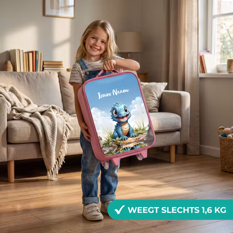 Kinderkoffer met naam - Roze - Darius Dino — 2