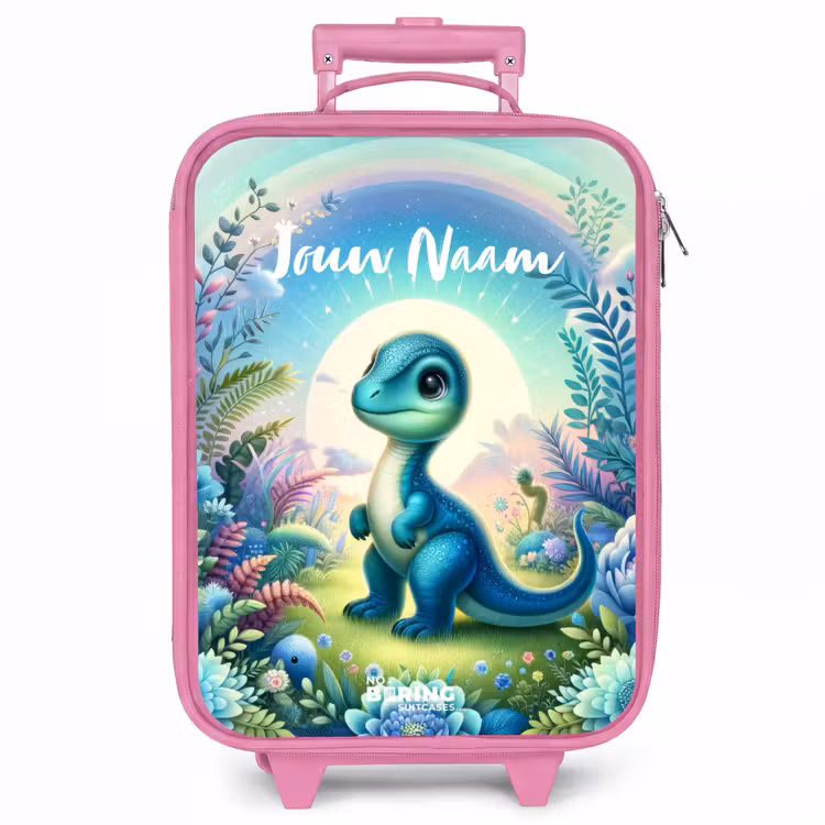 Kinderkoffer met naam - Roze - Django Dino — 1