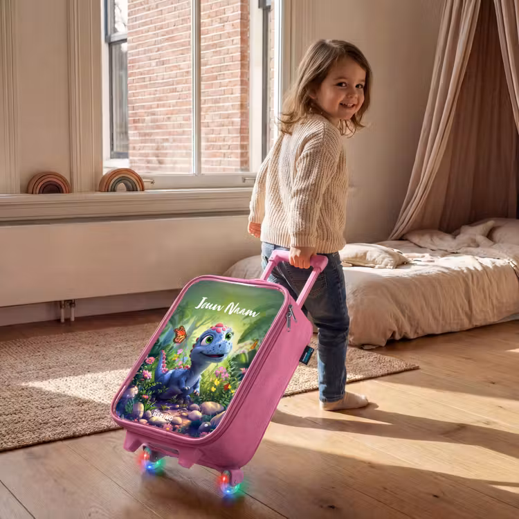 Kinderkoffer met naam - Roze - Donny Dino — 3