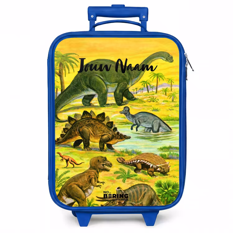 Kinderkoffer met naam - Blauw - Dinosaurus in Dinosaurusland — 1