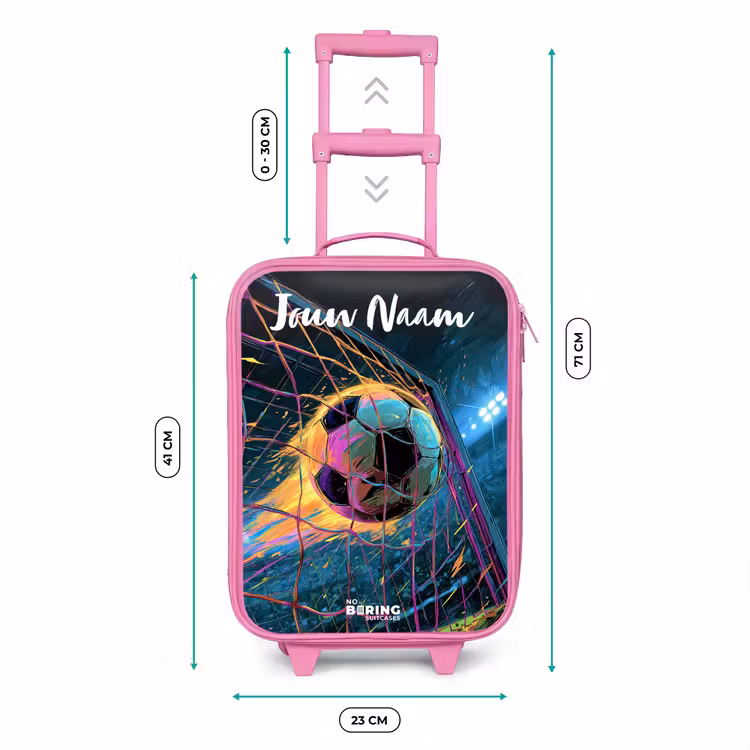Kinderkoffer met naam - Roze - Neon - Net - Voetbal - Kleurrijk — 6