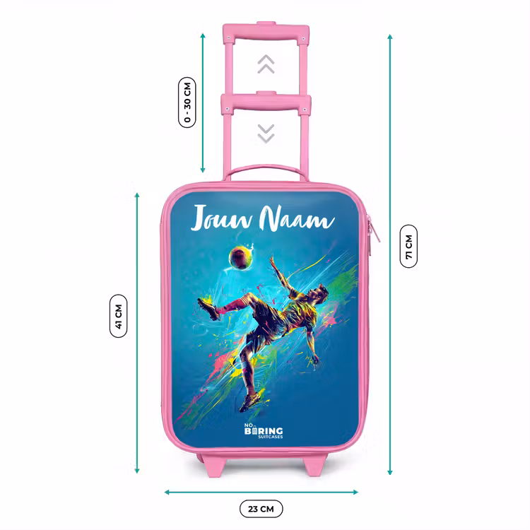 Kinderkoffer met naam - Roze - Neon - Voetbal - Schop - Kleurrijk — 6