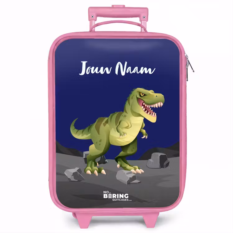 Kinderkoffer met naam - Roze - Tjibbe T-Rex — 1
