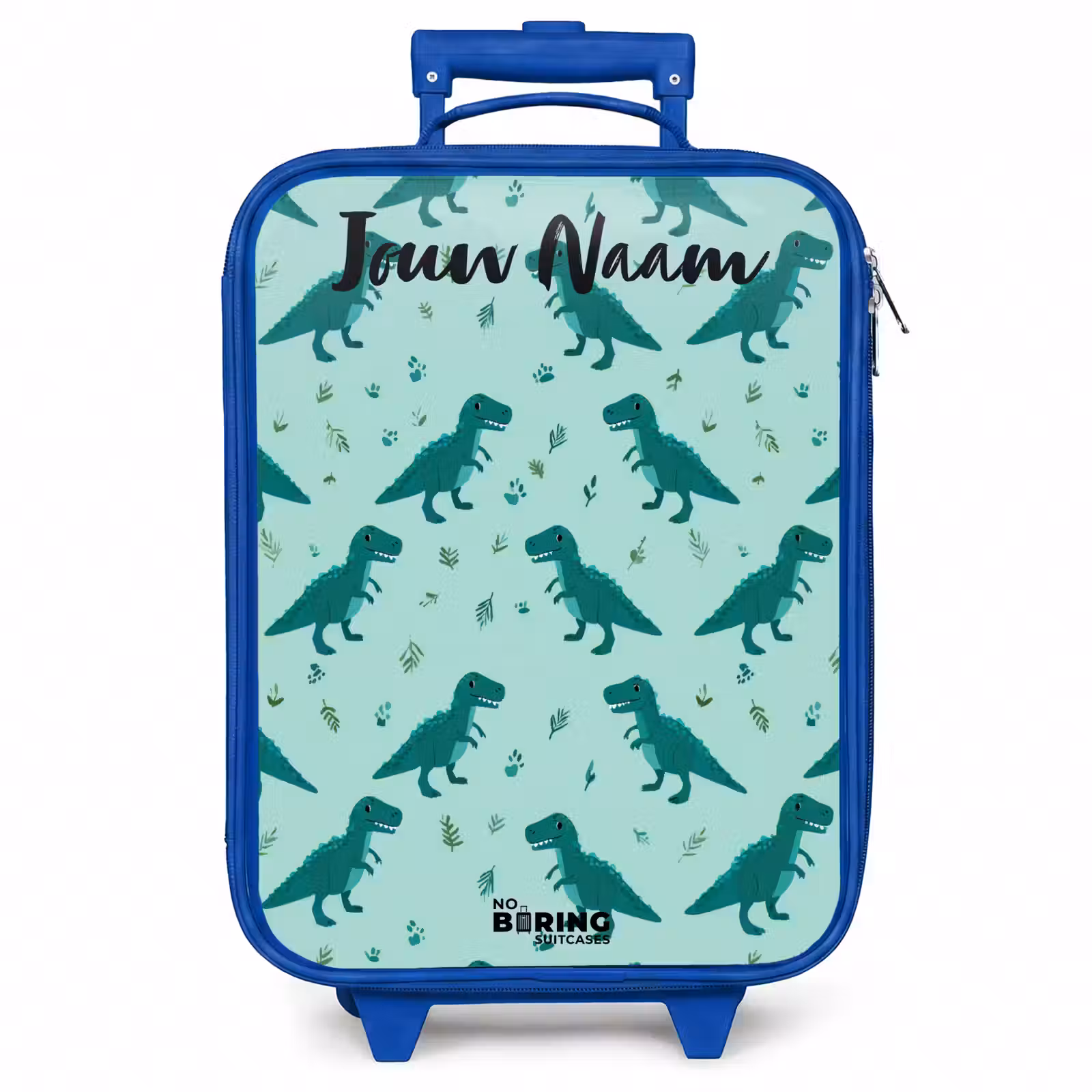 Kinderkoffer met naam - Blauw - Dinos - Patroon - Groen — 1