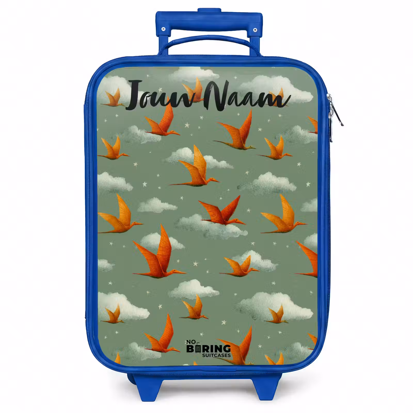 Kinderkoffer met naam - Blauw - Patroon - Dino - Pterosaurussen — 1