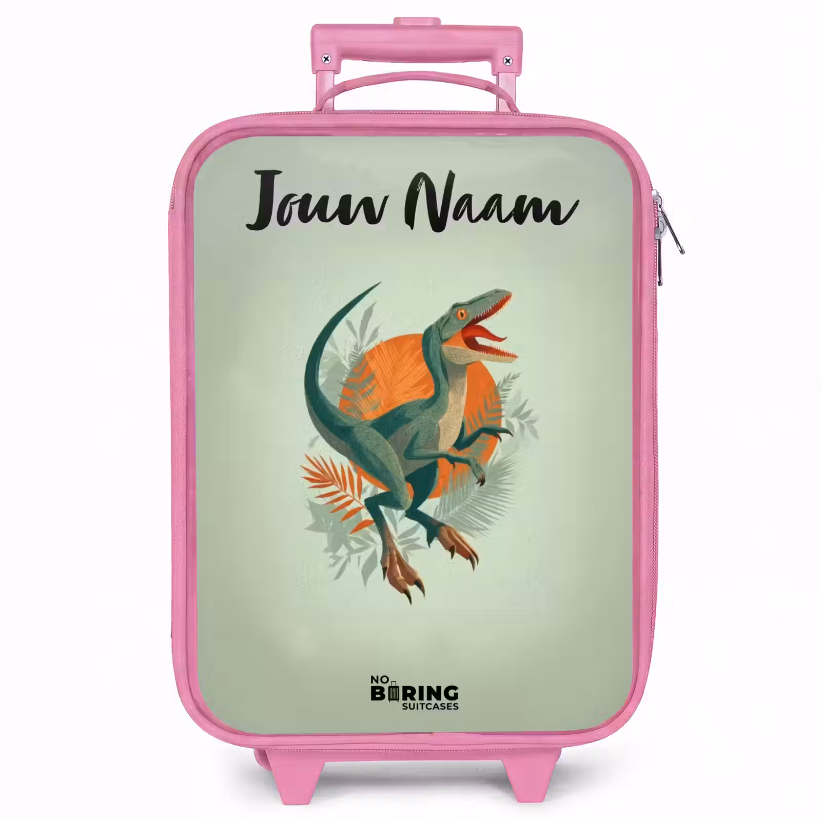 Kinderkoffer met naam - Roze - Dier - Dino - Natuur — 1