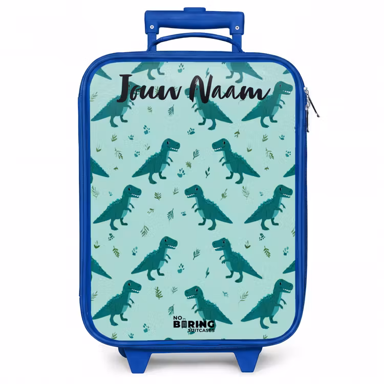 Kinderkoffer met naam - Blauw - Dinos - Patroon - Groen — 1
