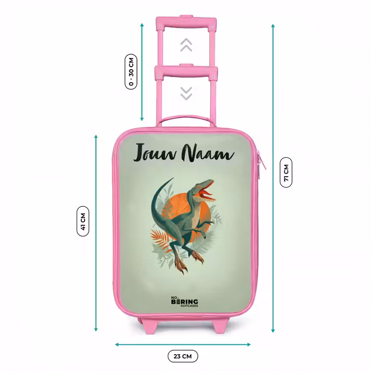 Kinderkoffer met naam - Roze - Dier - Dino - Natuur — 6